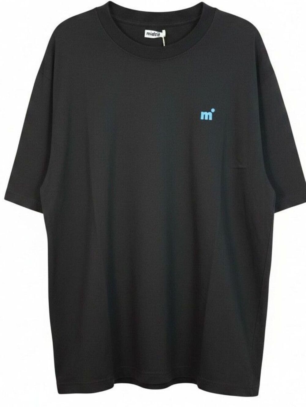 Midfit Black Organic Cotton T-Shirt with Blue Logo - Size Large